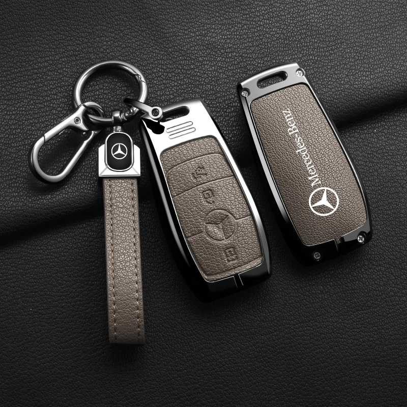 For Mercedes W204 W205 W212 W213 GLA CLA GLE GLB GLK CLS A B C E S Class AMG Zinc Alloy Goat Genuine Leather Car Key Case Cover