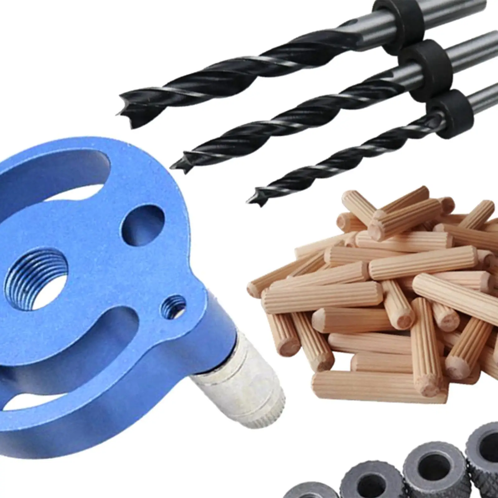 

Wood Hole Dowel Drill Guide Set 3 Hole Drill Bit Guide Jig Anodized Surface