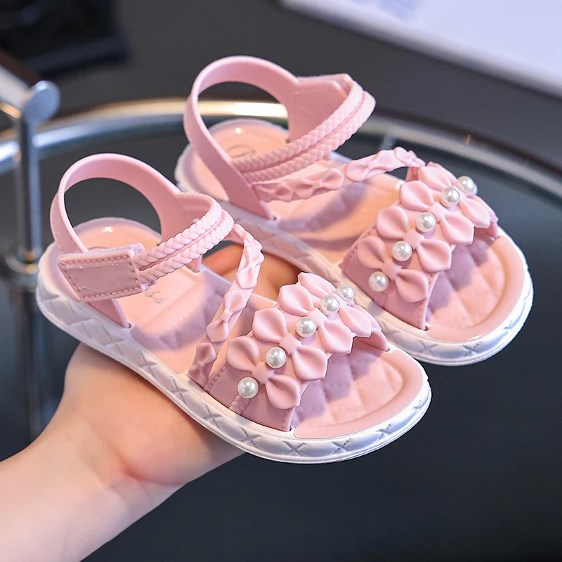 Trendy Cute Solid Color Open Toe Sandals For Girls, Breathable Lightweight Wear-resistant Sandals For All Seasons 5