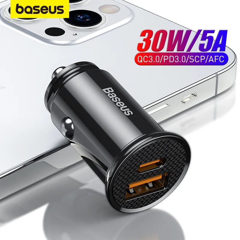 Baseus 30W USB 자동차 충전기 샤오미 아이폰 12 13 14 프로, 빠른 충전 4.0 3.0 FCP SCP USB PD, 빠른 충전 자동차 전화 충전기|자동차 충전기| - AliExpress