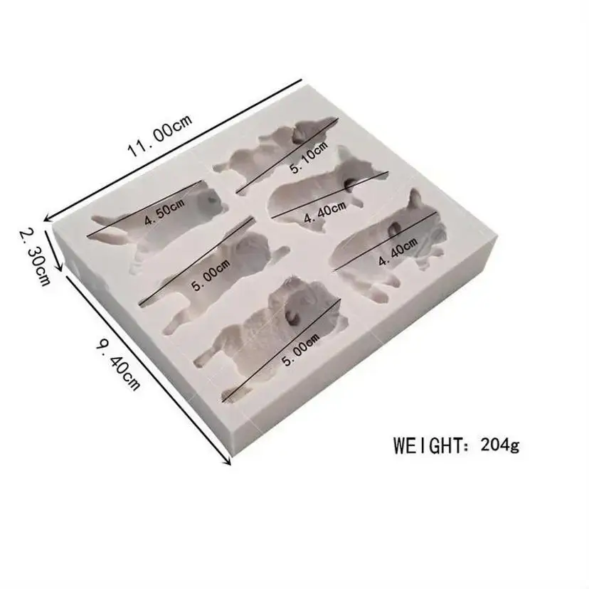 1 Pcs Sleeping Dog Silicone Mold Fondant Cake Decorating Tools Chocolate Mold 3D Dog Corgi Bulldog Animal Food-grade