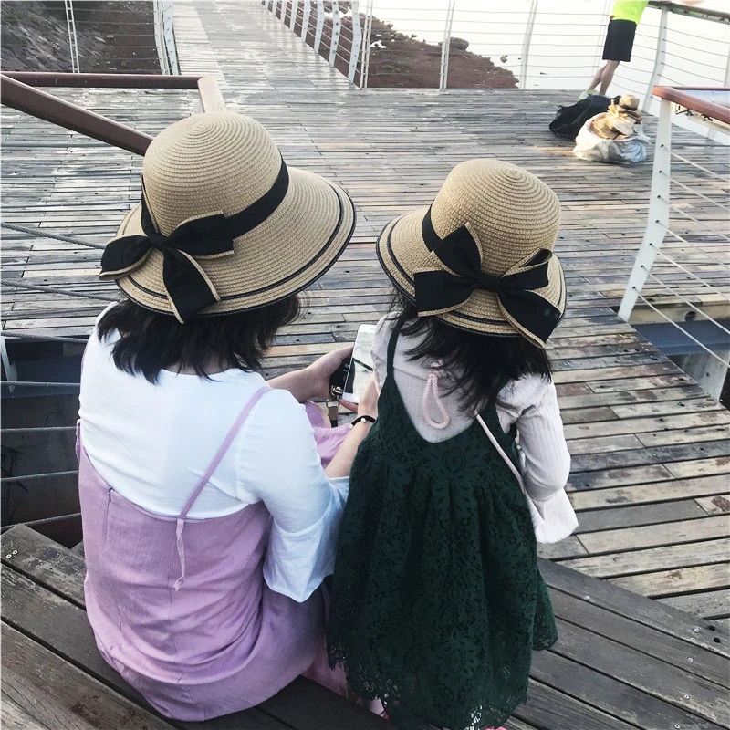 Summer Parent-Child Bucket Cap Sun Straw Hat Women's Flower Wreath Girls Outdoor Beach Travel Sunshade Straw Hat Women Cap beach hat women sun hat