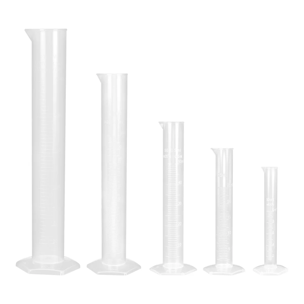 

5pcs Transparent Measuring Cylinder Graduated Cylinder Science Measuring Test Tubes with Hexagonal Base- 10ml/ 25ml/ 50ml/