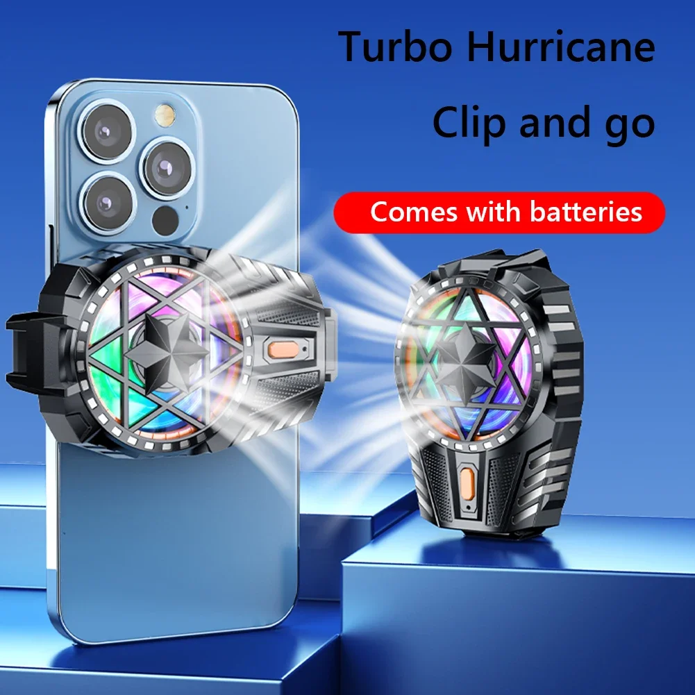 X112 Mobile Phone Game Cooler Back-Clip Fan Air-cooled Universal Radiator For PUBG Phone Ice Cooling with RGB Light 3 Gears