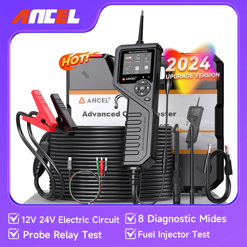 ANCEL PB600 Battery Tester Relay Test 12V 24V Power Probe Circuit Tester Kit Electrical Integrated Car Battery System Diagnostic