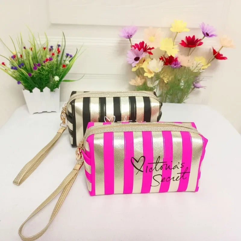 Portable striped makeup bag, small size, high-value handbag, mini portable makeup storage bag, waterproof women's bag cs013 3