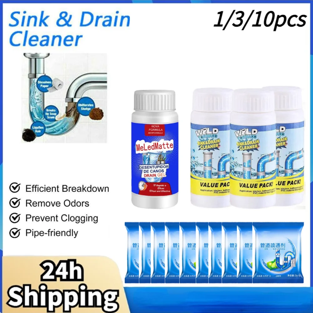 1/3/10pcs Powerful Kitchen Pipe Dredging Agent Dredge Deodorant Toilet Sink Drain Cleaner Sewer Household Cleaning Tools drain cleaner