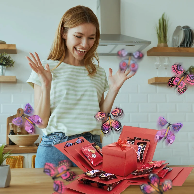 Unique Gift Explosion Box with Magic Flying Butterfly Surprise Gift Box DIY  Assembled Handmade for Valentines Day Gift Birthday - AliExpress