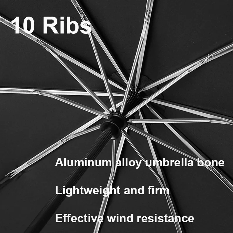 Umbrella Automatic Double Layer 130 cm Windproof Weatherproof 3 Folding for Men Business Travel Sunny Rainy