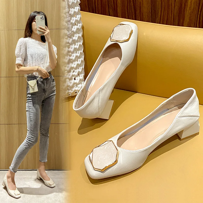 

FamtiYard Genuine Leather Luxery Shoes Autumn Winter Mary Jane Shallow Pumps Women Shoes Female Ladies High Heels Sexy Ladies