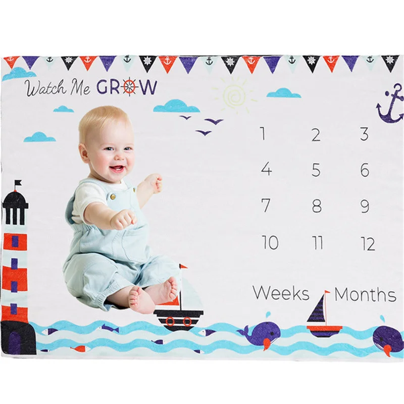 Baby Monthly Milestone Blanket For Girl Boys Floral Wings Newborn Soft Flannel Blanket Photo Prop Background Child Play Mats 4