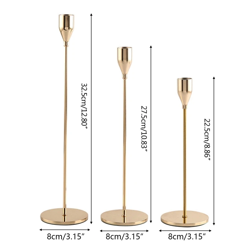 Y4QE Luxury Metal Holders Set of 3 Pillar Table Centerpiece Holder for Wedding Party Home Office Decoration Stand