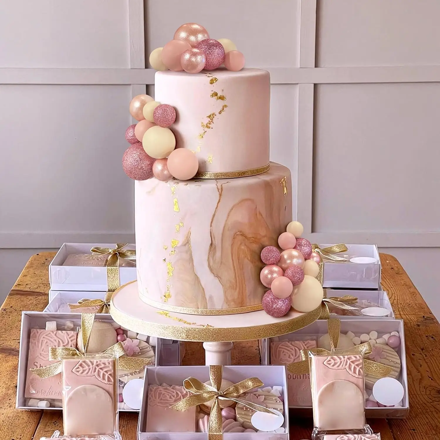 32 Stück glitzernde blaue Kugel-Kuchenaufsätze, Ozean-Themen-Picks, bunter, kugelförmiger Cupcake-Einsatz für Geburtstagsfeier, Hochzeitsdekoration – Detail 10