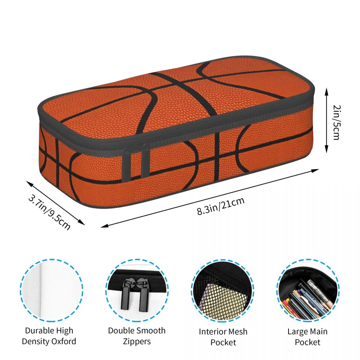 Basketball Dots Round School Pencil Case Boy Girl Big Capacity Physical culture Pencil Pouch Students Stationery