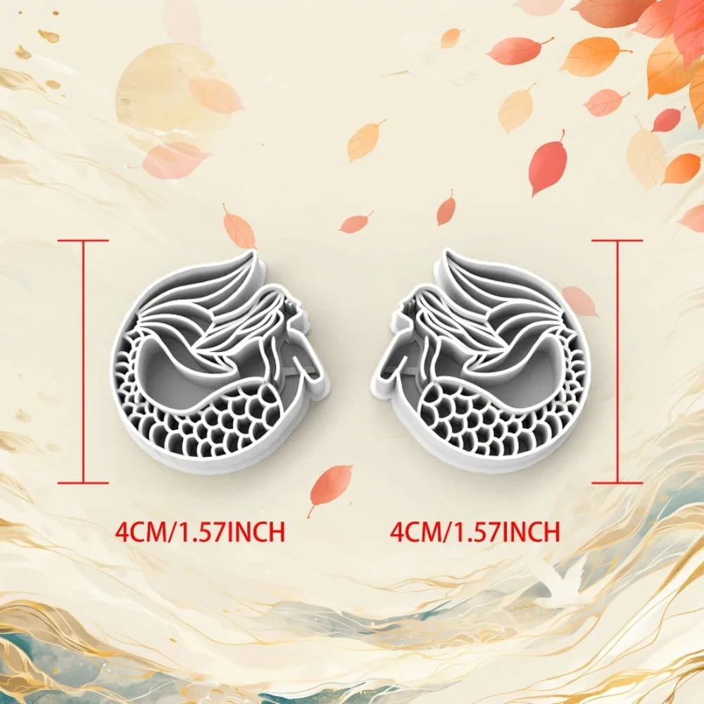 2Pcs 인어 폴리머 클레이 커터 세트 DIY 귀걸이 쥬얼리용 속이 빈 스케일 인어 몰드 인어 애호가를 위한 완벽한 선물