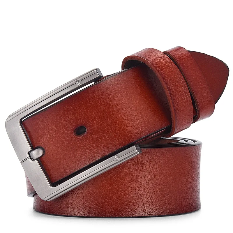 Business Men's Retro Needle Buckle Luxury Leather Belt Foreign Trade Cowhide Belt Classic Fashion Men's Pants Belt ta weo men s retro cowhide leather belts fashion all match pure hand made brush color