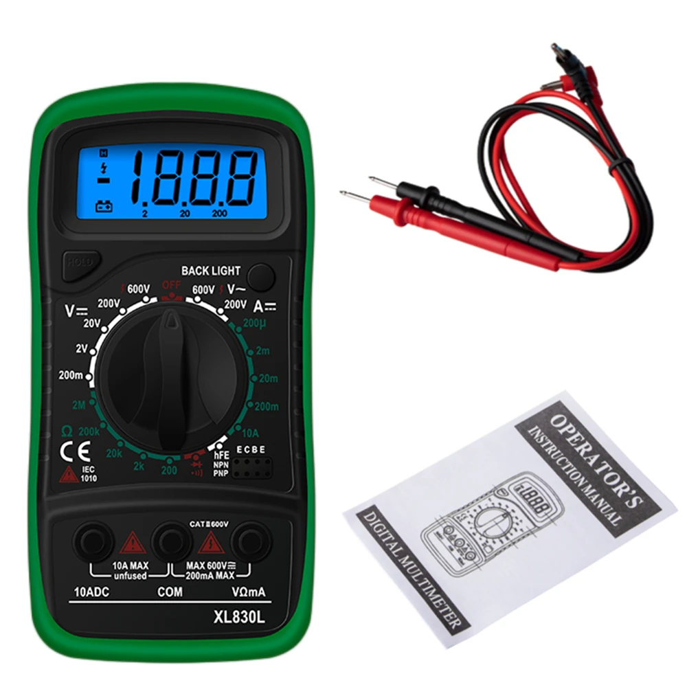 Handheld Digital Multimeter LCD Backlight Portable AC/DC Ammeter Voltmeter Ohm Voltage Tester Meter Multimetro 6