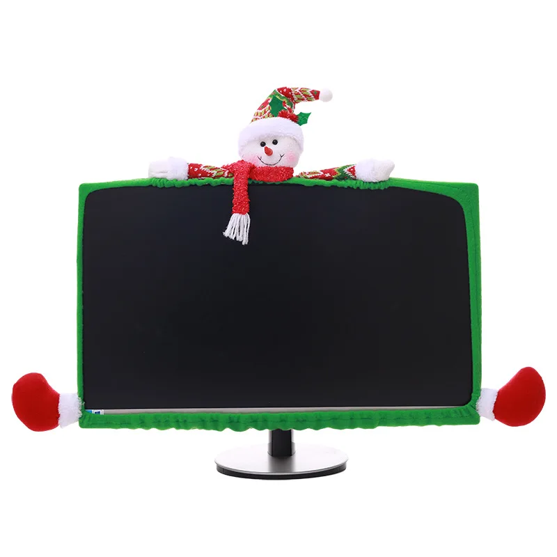 

New Christmas Computer Monitor Cover Elastic Laptop Computer PC Cover for Home Office Winter Xmas Computer Protection Decoration