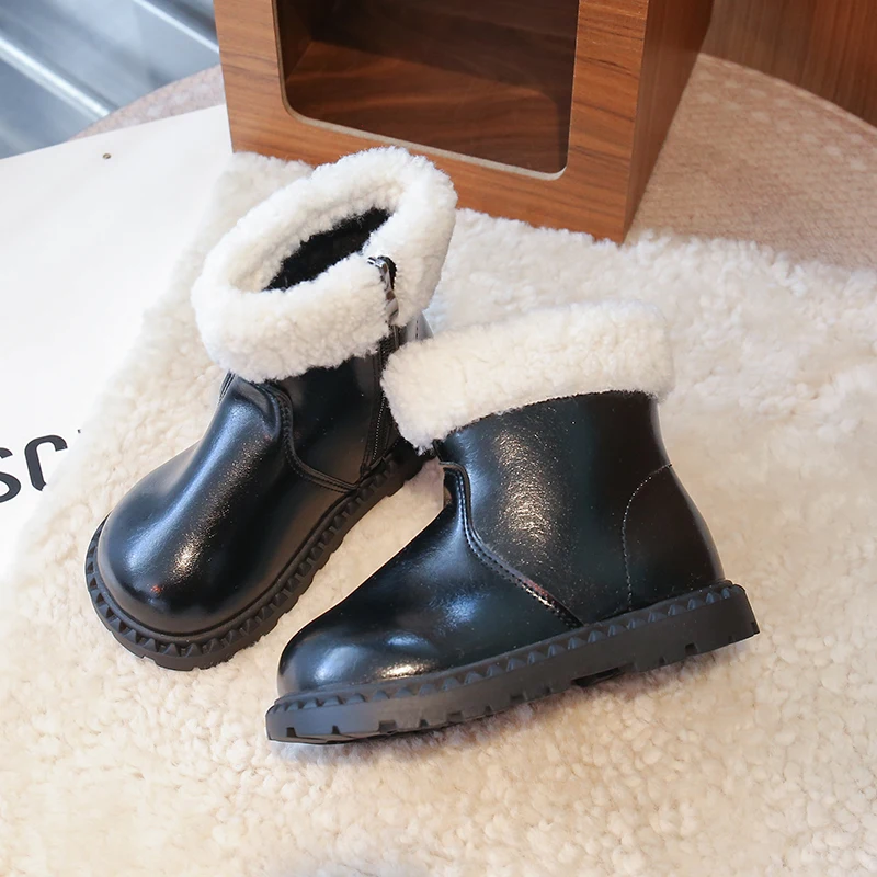 Girls Fleece Ankle Boots Soft Sole Breathable Winter School Boots