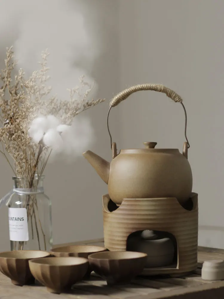 Gathering Tea Making Alcohol Stove Milk Maker Warm Tea Fire Stove Outdoor Roasting Water Retro Teapot Teacup Teaware