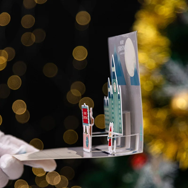 3D Christmas Card Folding Merry Christmas Greeting Cards New Year Xmas Party Navidad Festival Decoration Greet Gift Cards