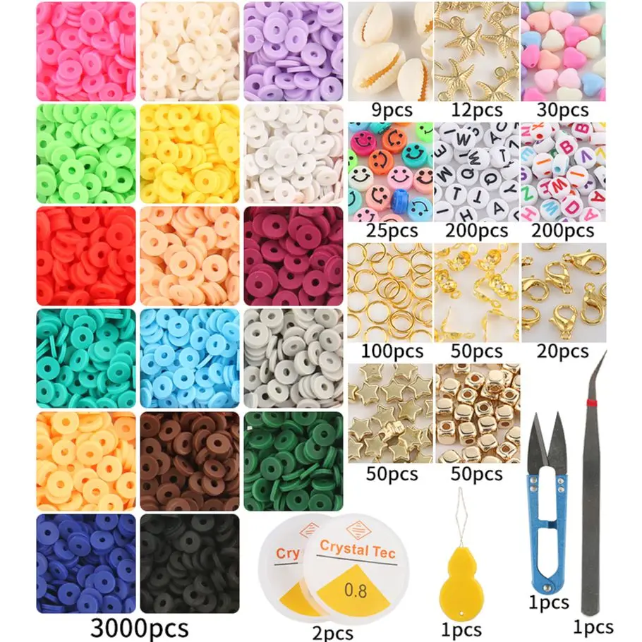 4800pcs/Box 6mm Mix ColorChip Disk Polymer Clay Beads Kits for Jewelry  Making DIY Boho Charms Necklaces Bracelets Handmade Sets