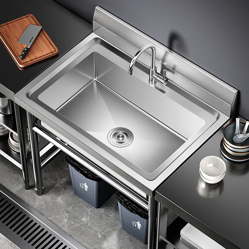 

Commercial Stainless Steel Handmade Single Double Three Slot Kitchen Sink Sink With Bracket Household Use