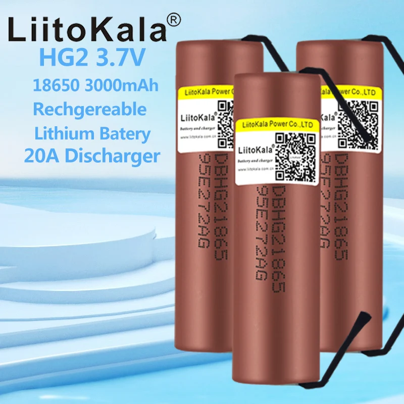 LiitoKala 18650 3000mAh HG2 배터리 3.6V 방전 20A 전용 DIY Nicke - 티몬