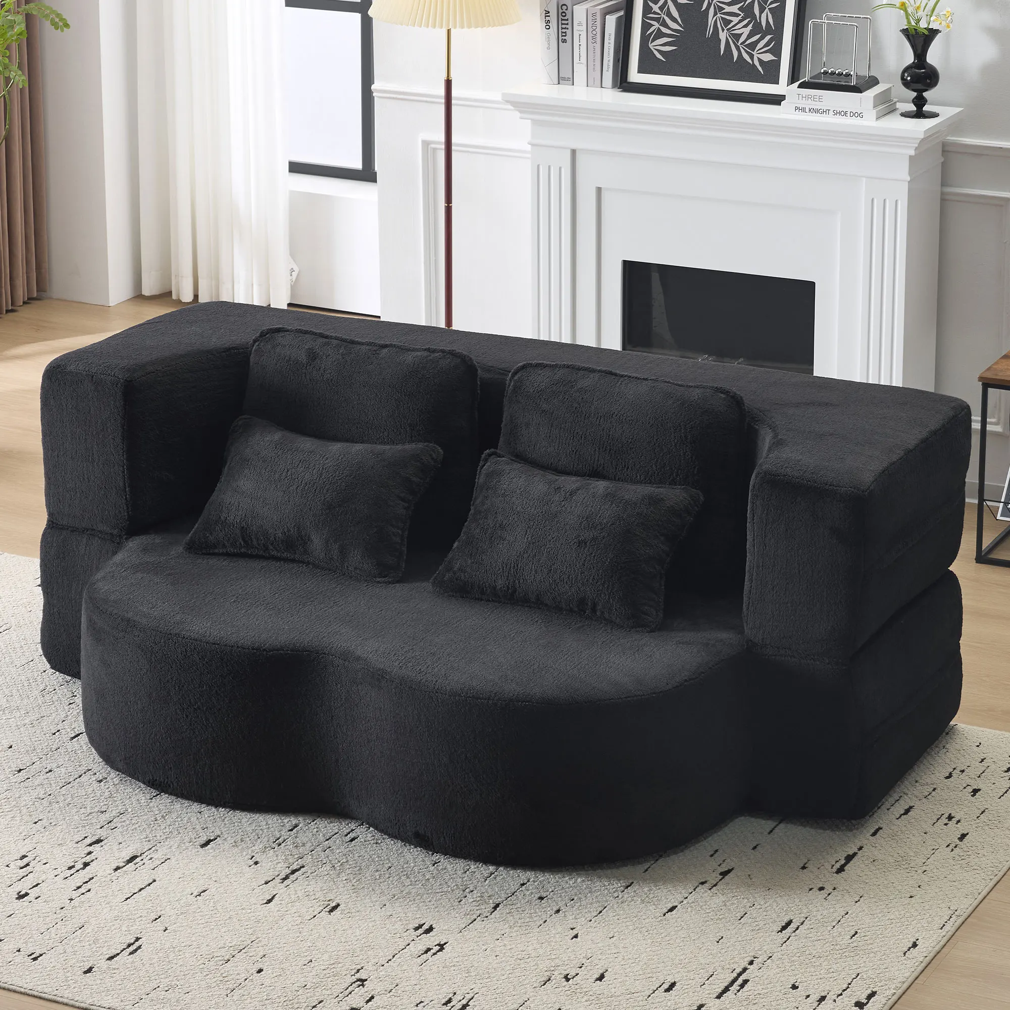 Black - faux fur - 2 Seat - Foam