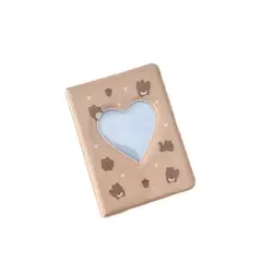 Adorable Bear Design Photo Album with Love Heart Cutout - Compact Picture Storage Case and Photocard Binder (E)