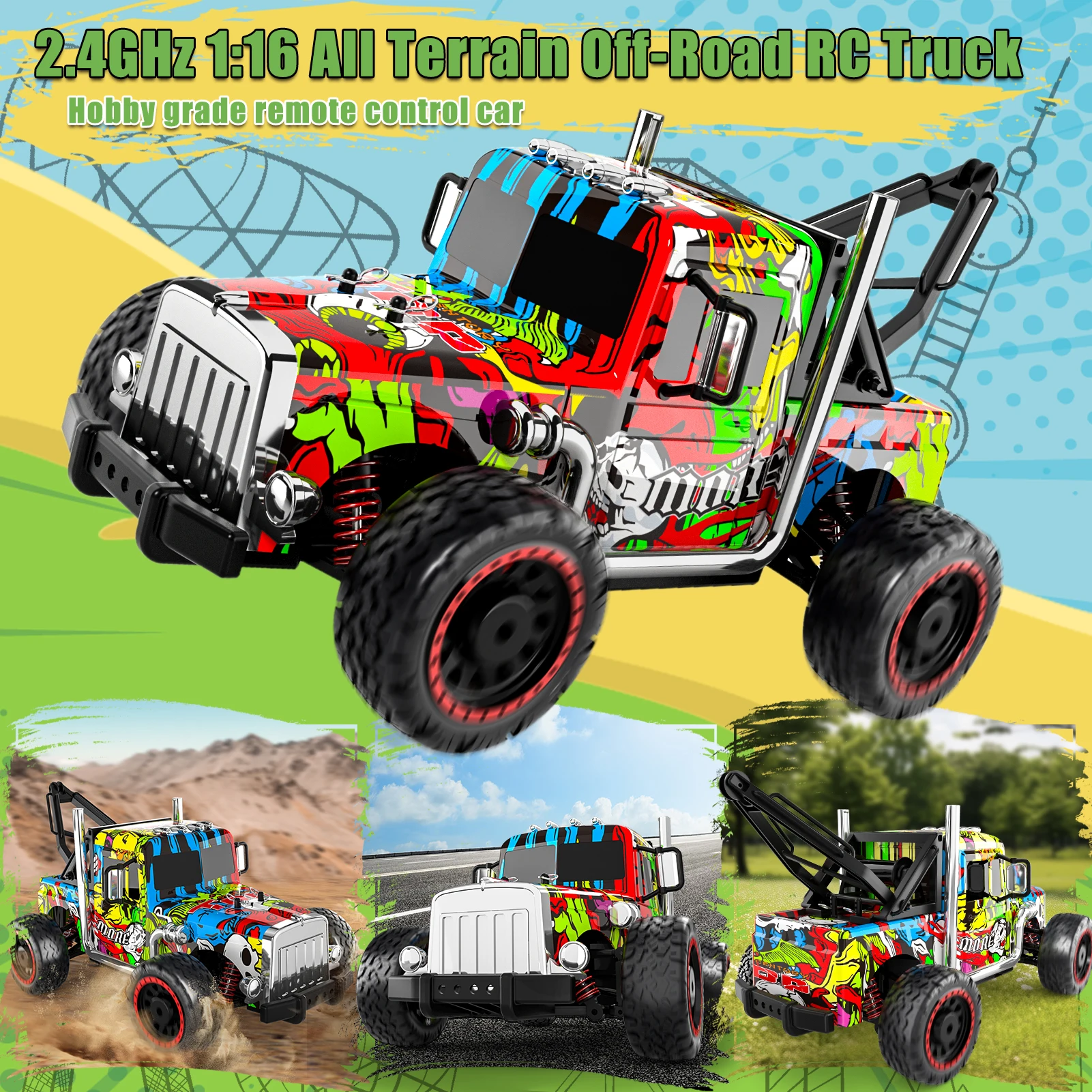 Off-Road Climbing Rc Pickup Toys High Speed Vehicle Remote Control Car Boys 2.4ghz Racing Model 1:16 Scale Truck Children Racing 2