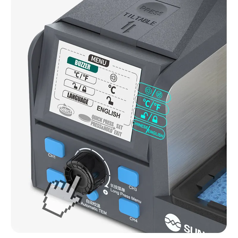 SUNSHINE S1 Intelligent Multi-purpose Soldering Station with Precision Tweezers Support C210 Welding Work 1s Heating Maintenance