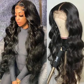 13X4 Hd Lace Frontal Wig 30 Inch Body Wave Lace Front Wig 180% Brazilian Transparent Wet And Wavy Lace Front Human Hair Wigs 1