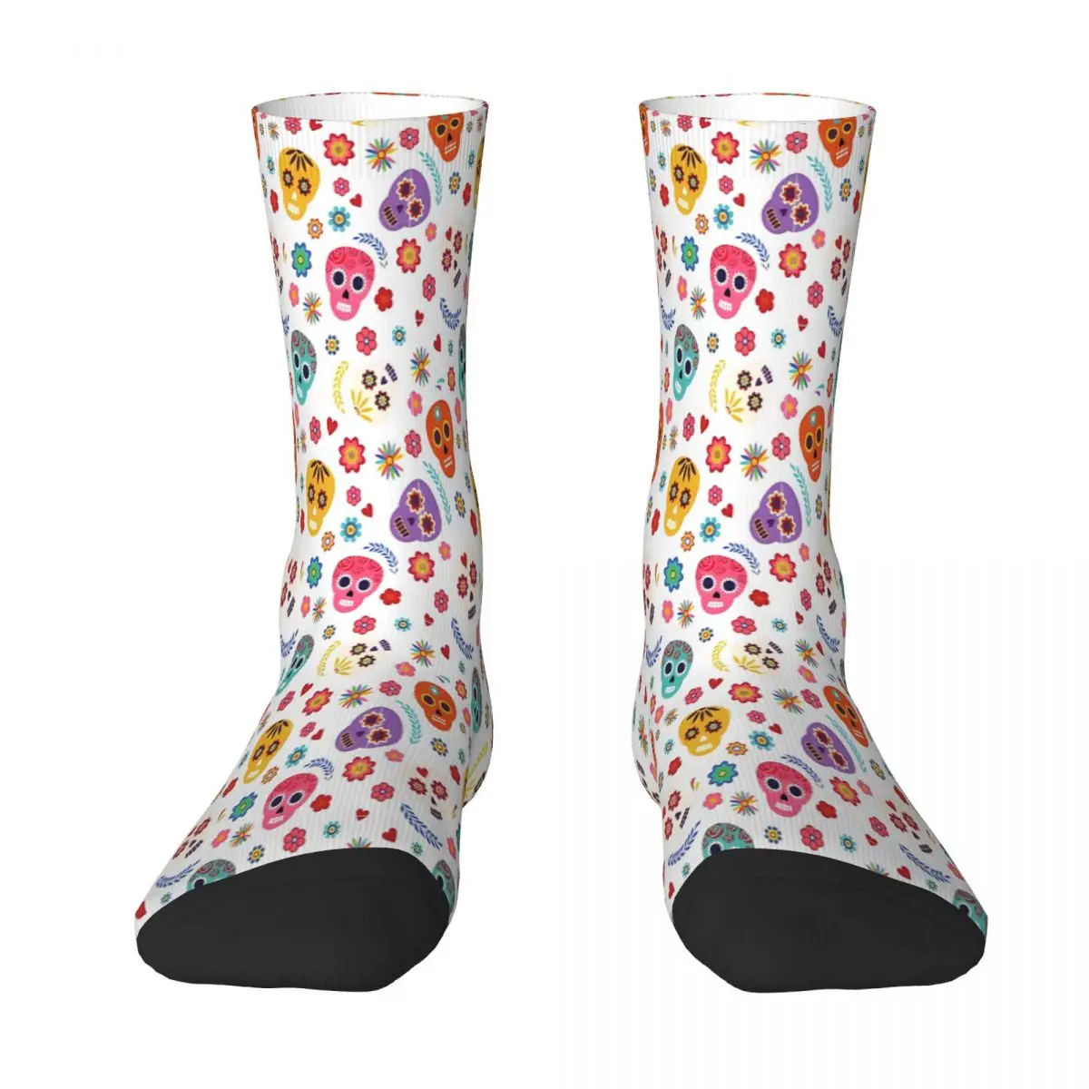 

White Background Mexico Mexican Skull Skulls Sock Socks Men Women Polyester Stockings Customizable Sweetshirt