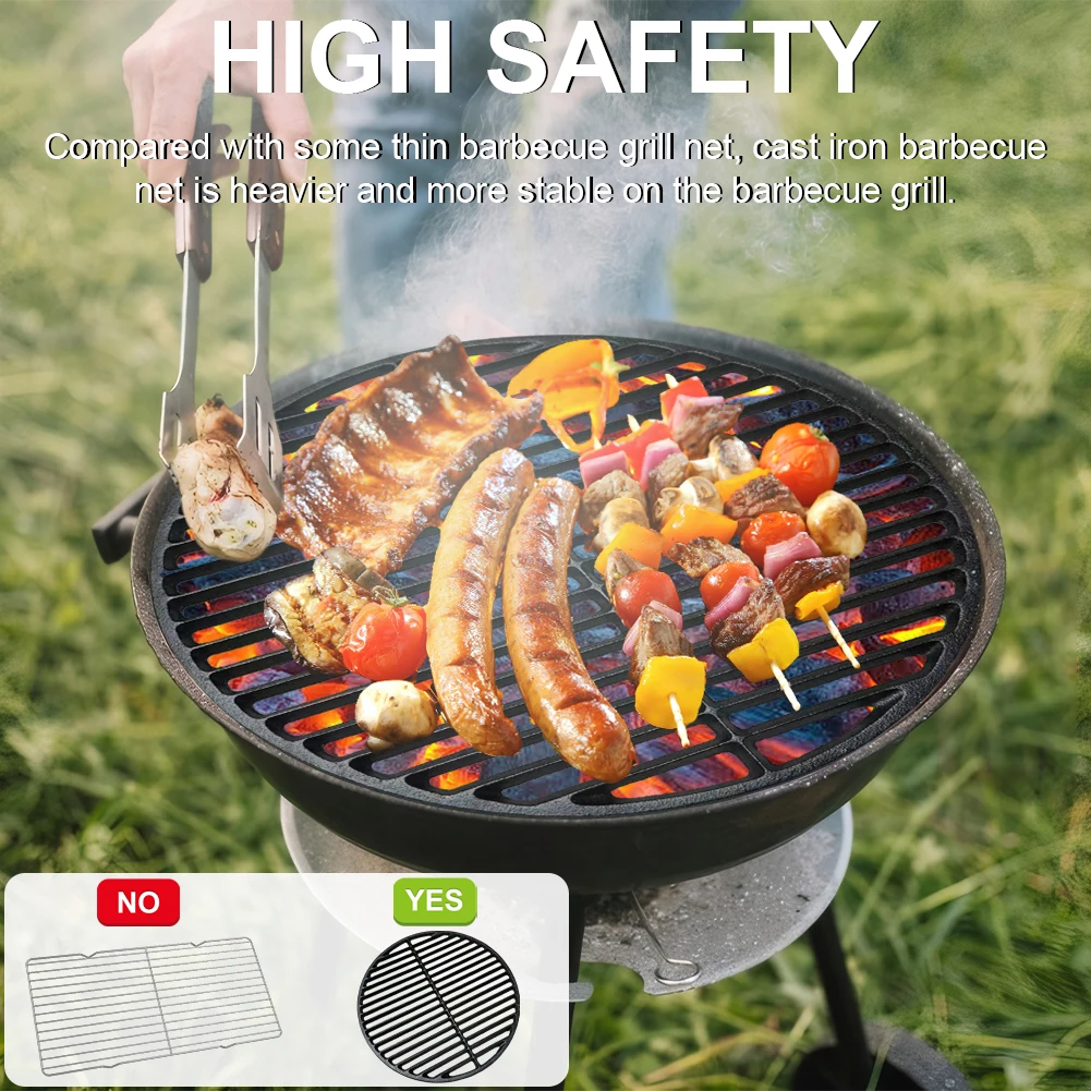 14.6 Inch Cast Iron Cooking Grate Round Barbecue Grilling Grate Grill Net Charcoal Fire Grate for Cmping Travel