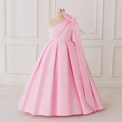 Elegant Sky Blue Princess Dress with Bow Design - Perfect for Birthdays and Special Occasions (Pink)