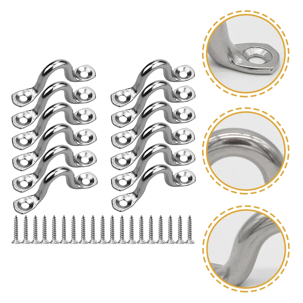 

12 Pcs Kayak Fixed Ring Fixing Rings Stainless Steel Grab Handles Metal Pad Eyes Straps U Shaped Door Deck Yacht Canoe Rigging