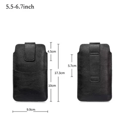 Deluxe Universal Leather Phone Pouch with Card Holder and Belt Clip - Leather (5.5 - 6.7 inches)