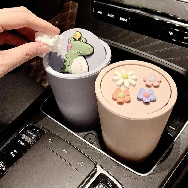 Cute and Creative Small Mini Car Trash Can Car Storage Box Storage Bag Desktop Trash Can Debris Box Kawaii Gifts Accessories car storage bag car trash can car armrest storage box