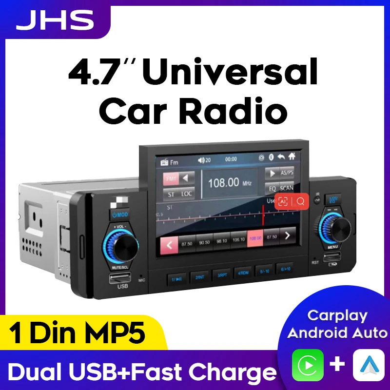 1 Din Autoradio Carplay Autoradio Lettore Mp5 Auto Stereo Digitale Bluetooth Audio Android Auto Multimedia Player Bluetooth