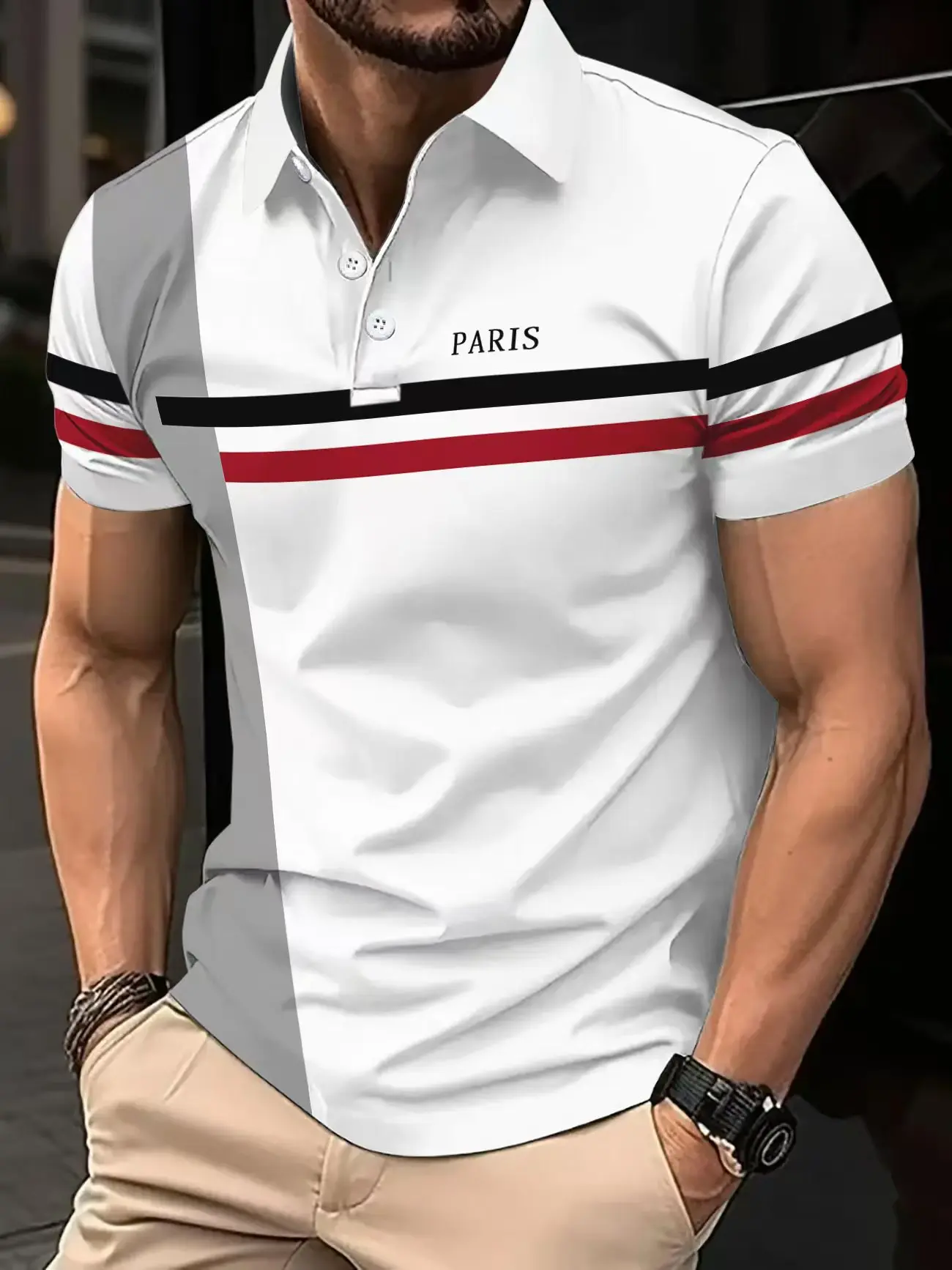 2025 New Striped printed men's POLO shirt T-shirt, collared button POLO shirt, Casual Breathable T-shirt, Best-selling in Europe 6 S9901ab9402e1438d90e4678d75010857Z