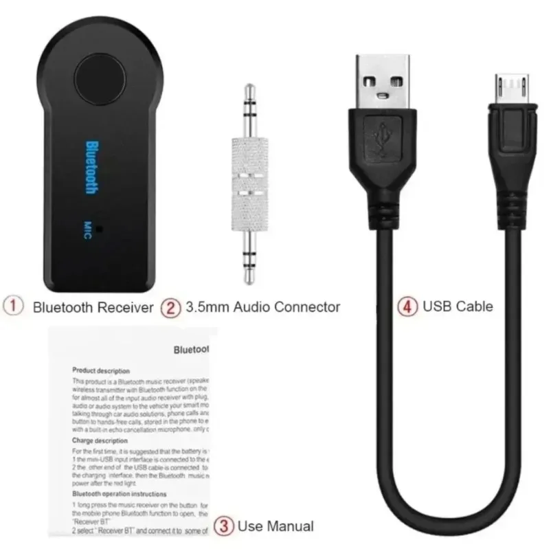VIKEFON AUX 차량용 블루투스 수신기 3.5mm 소켓 5.0 무선 블루투스 어댑터, 오디오 변환기 휴대폰 핸즈프리 스테레오