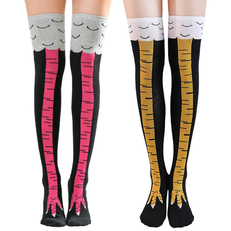 Women's Chicken Paws Feet Socks 3D Print Above Knee High