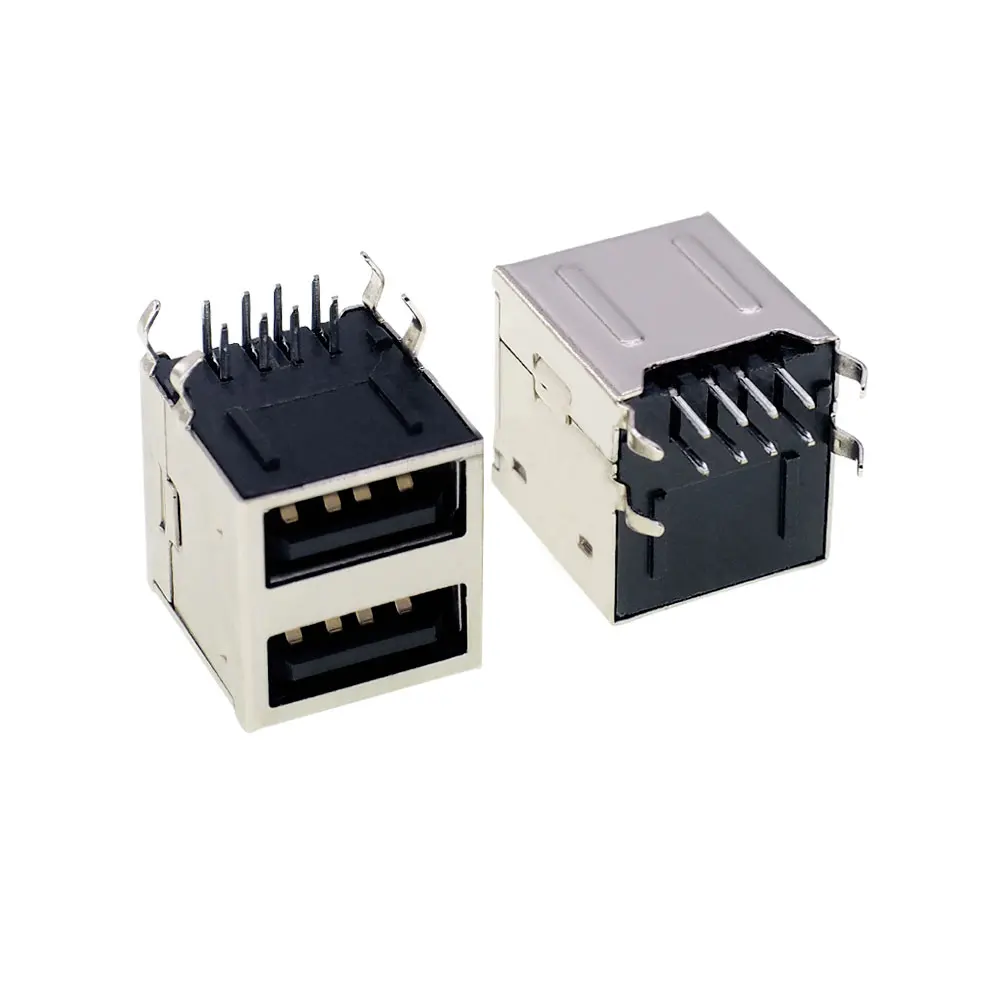 

100pcs/Double-layer USB socket A female double-layer all-inclusive USB female socket Computer motherboard accessories