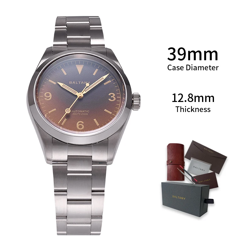 Montre Homme Automatique Baltany Explorer 36mm - Étanche 200m, Verre Saphir, Rétroéclairage Suisse, Style Vintage GADA