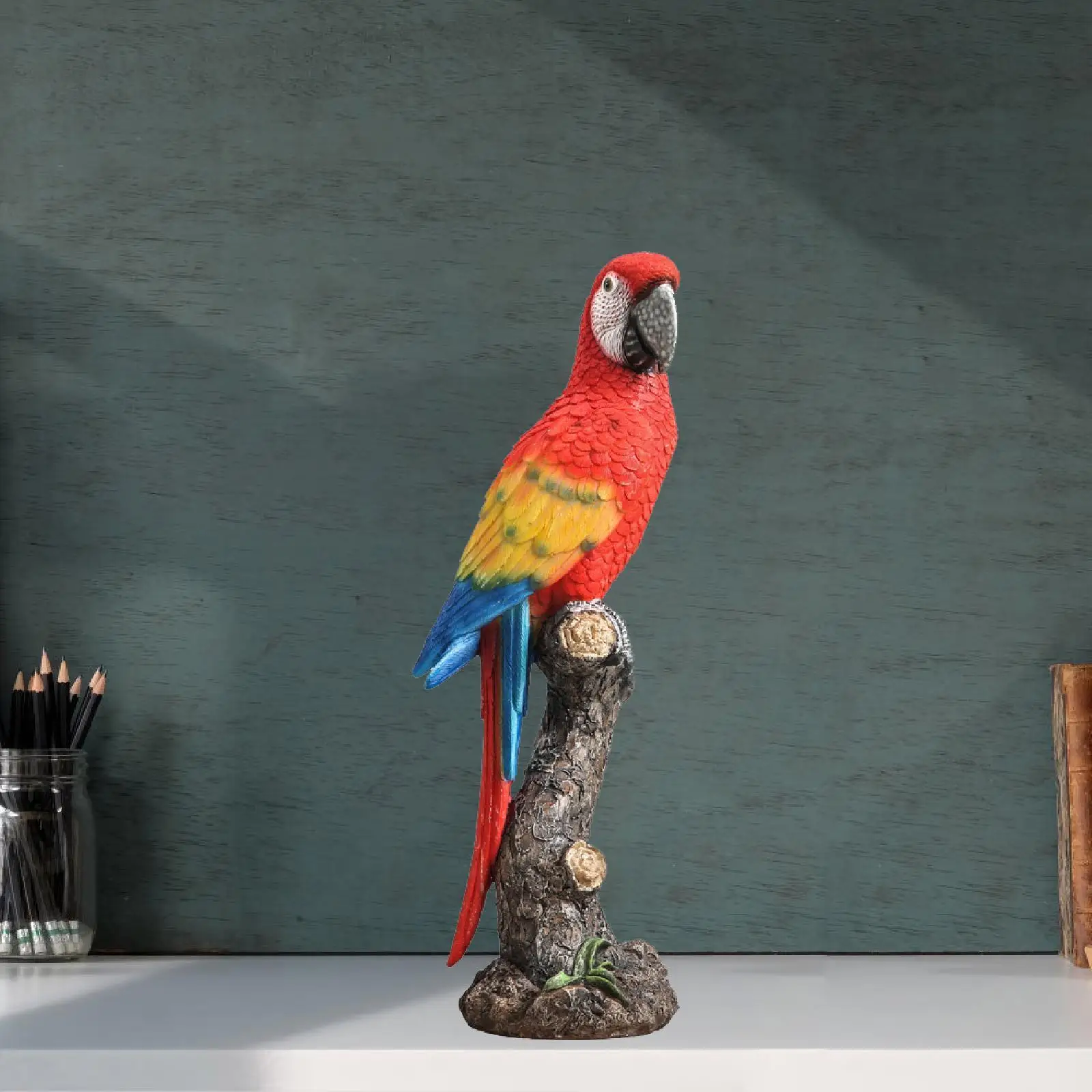 Bird Animal Figurine Garden Perching on Branch Decorative Modern Resin Parrot Statue for Pond Party Office Cabinet Bookshelf Bird Animal Figurine Garden Perching on Branch Decorative Modern Resin Parrot Statue for Pond Party Office Cabinet Bookshelf