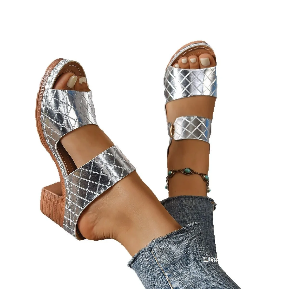 Elegant Ladies Shoes 2025 Brand Open Toe Women's Slippers Fashion Outdoor Dress Sandals Summer New Plus Size Non-Slip High Heels