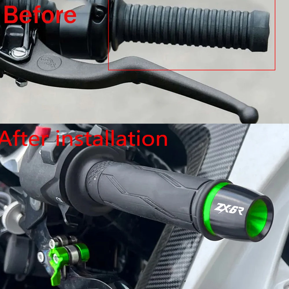 Фото Универсальные Грипсы для руля KAWASAKI ZX6R Zx6R ZX-6R ZX 6R 2008-2023 2022 2021 2020, наконечники стержня, противовес, скользящий штекер №5