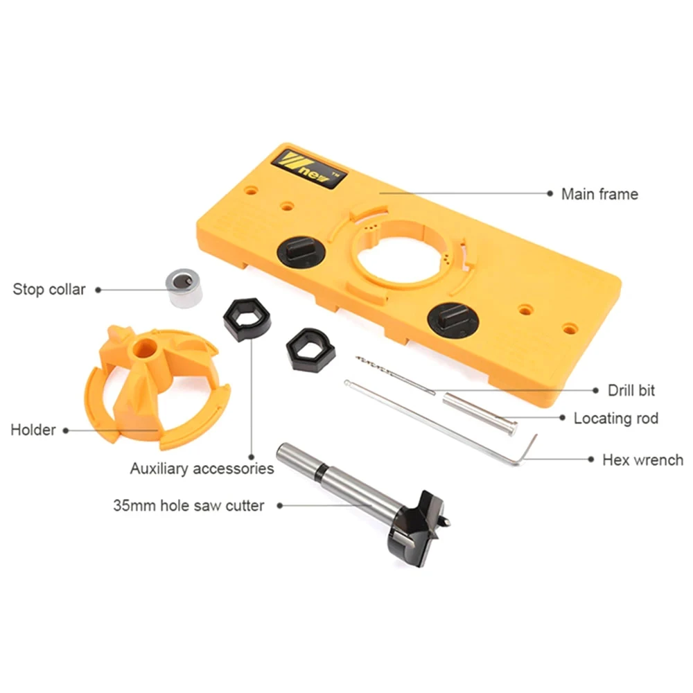 Woodworking Hinge Drill Guide Template with Forstner Bit