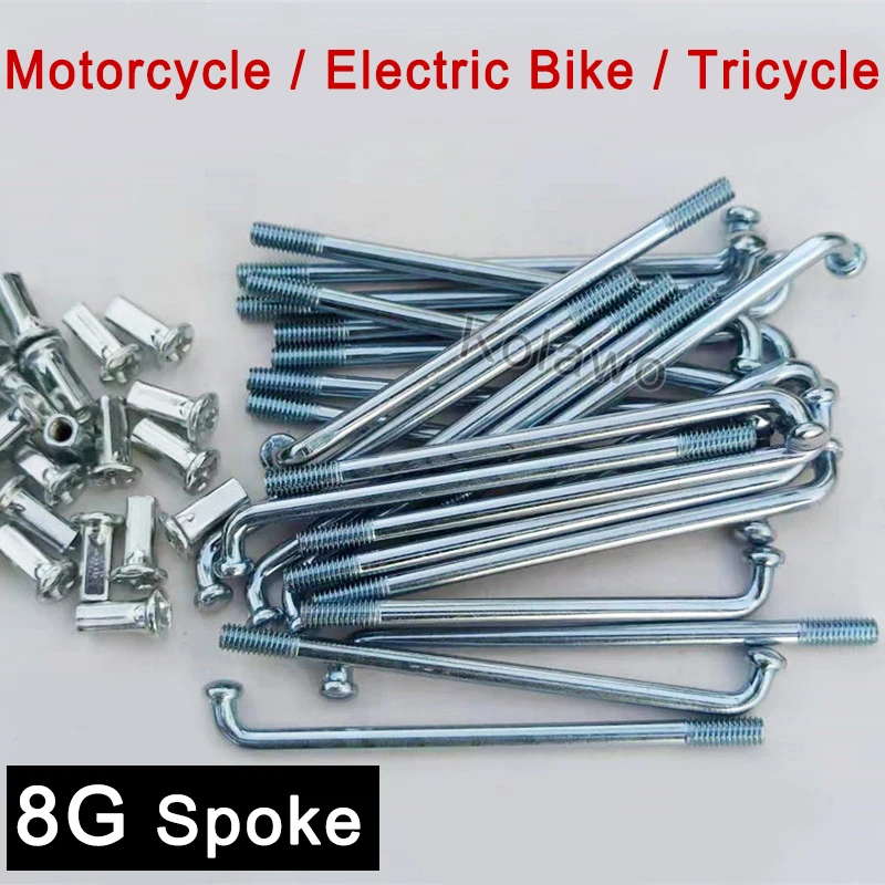 36Pcs 8G Motorcycle Spokes With Nipples 4mm Thickness Silver Steel Spokes For Dirt Bike Electric Bike Length 85-180mm bike accessories bicycle spokes bike spokes nipples
